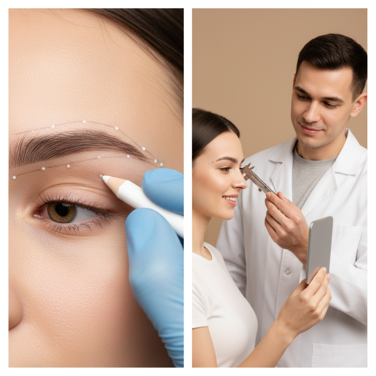 Vorzeichnung der Augenbrauen – Mapping-Punkte und Brow-Pencil bis zur Freigabe Vorzeichnung (Stift/Diptych)